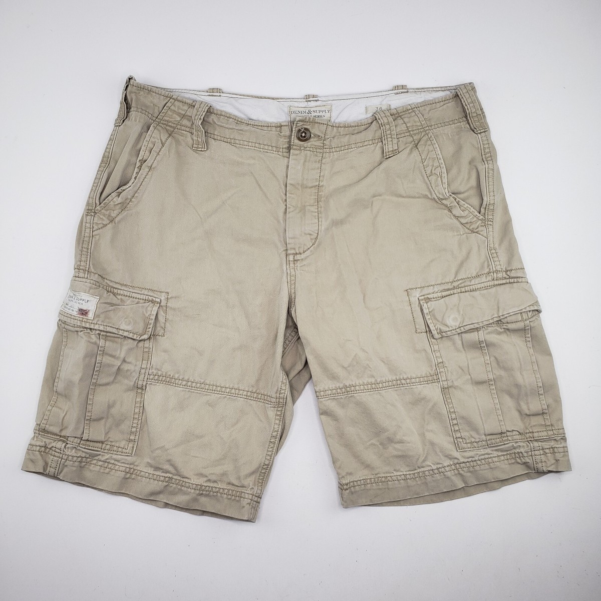 Ralph Lauren Denim & Supply Khaki Cargo Shorts Mens 36 Heavy