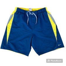 Nike Mens Swim Trunks Board Shorts Size L FITS LIKE M 30-34" Waist Blue Yellow