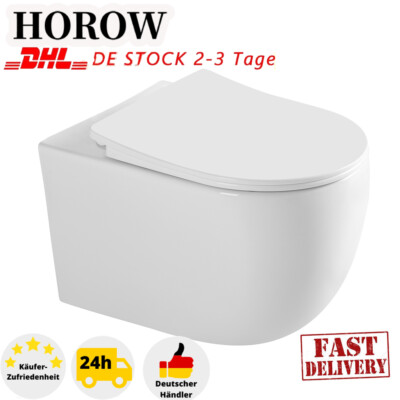 Hänge WC Spülrandlos Deckel und Sitz abnehmbar Toilette Softclose inkl. WC-Sitz