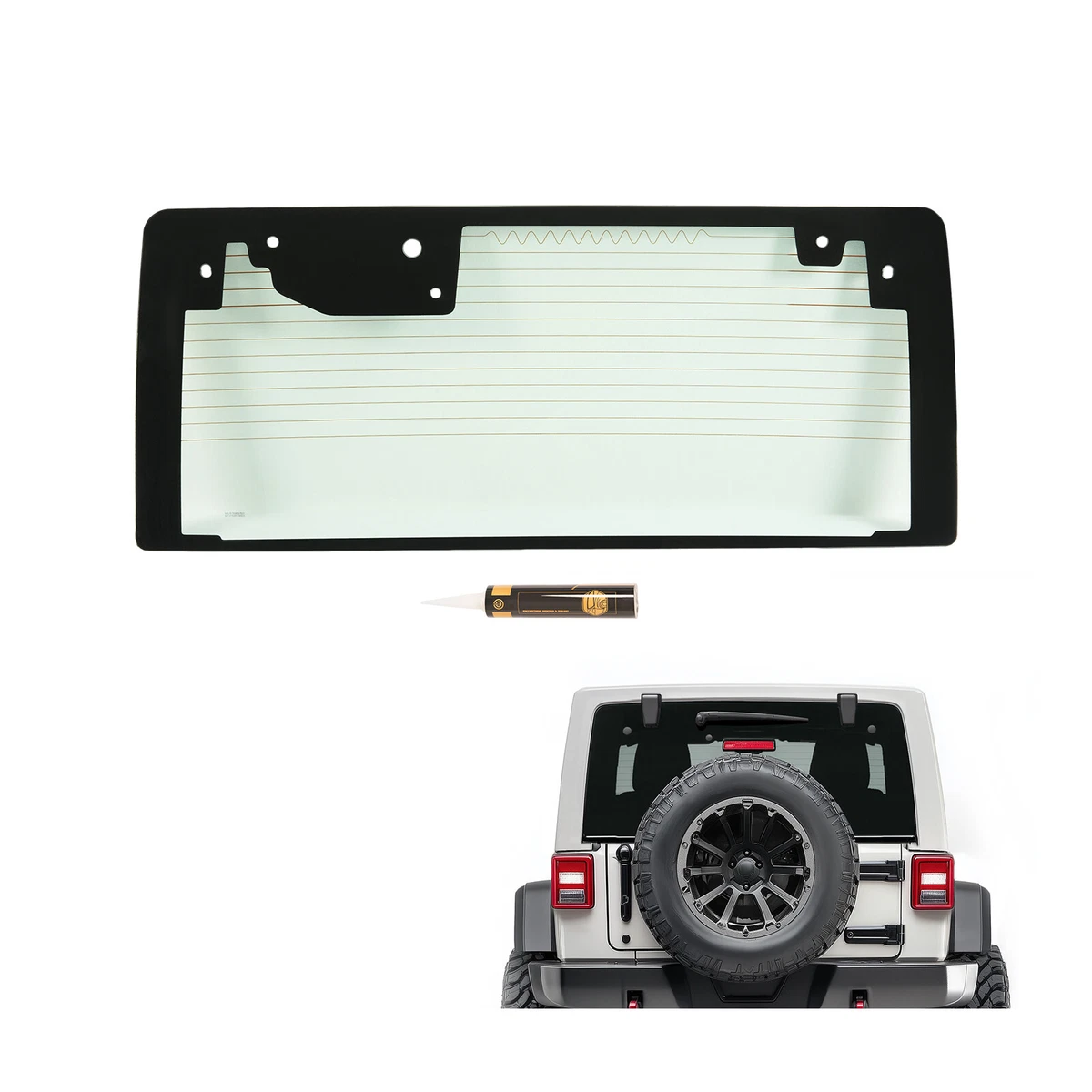 Vidrio De Ventana Lateral Derecha (Pasajero/Cuarto) Para Jeep Wrangler JK 2 Puertas 2011-2018 - Cristal Templado Tintado