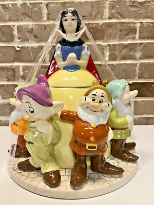 LENOX DISNEY 白雪姫 2005 クッキー入れ 保管陶器 Disney SNOW WHITE and the Seven 7 DWARFS Cookie Jar Large Heavy