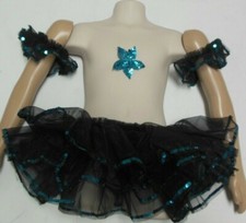 Sassy Organdy Sequin Tutu w/sleeves Flower 18 tchr price BlackTurquoise Girls