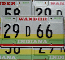 INDIANA LICENSE PLATE - 1980s Indiana WANDER Vintage License Plate Yellow Green