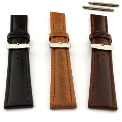 Zweiteiliges Herren Echt Leder Uhrenarmband Band 18 20 22 SS. Schnalle Cavalier MM