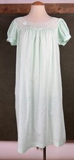 VTG Green Charmode Women's Cotton Lace 60s Puff Sleeve Lightweight Nightgown