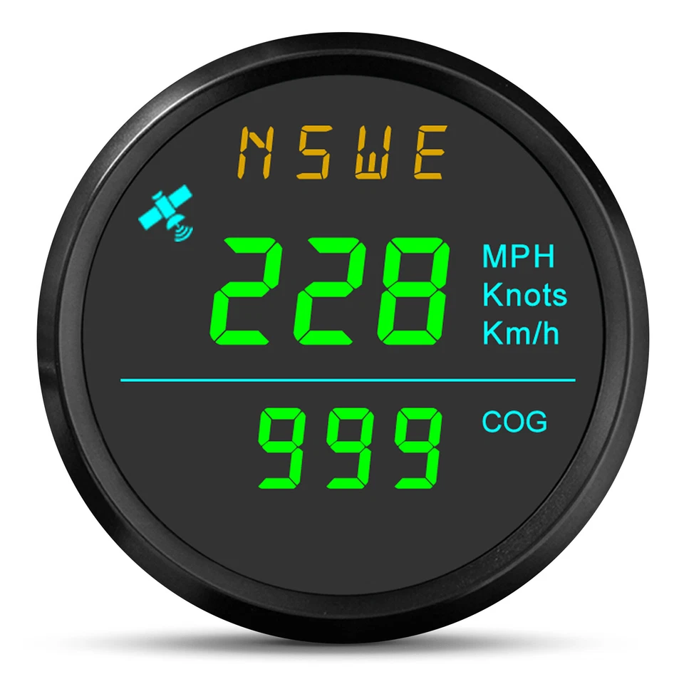 2" 52mm Impermeable Digital GPS Velocímetro Odómetro Medidor para Barco Marino Coche Foto 4 de 4