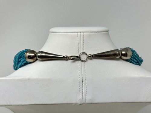 Vintage Silvertone Multi-Strand Blue Glass Seed Bead 28" Necklace - Bild 8 von 13