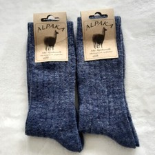 2 Paires Femmes Chaussettes de Laine Doux Alpaga Extra 100% Bleu Jeans 35 À 42