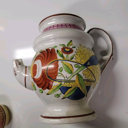 Staffordshire Gaudy Dutch Oyster Coffee Pot Pearlware C 1820 - Picture 3 of 12