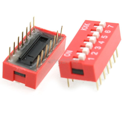 10PCS Slide Type Switch Module 2.54mm 7-Bit 7 Position Way DIP Red Pitch NEW