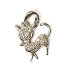 New 925 Sterling Silver .10ct diamond cat pendant 1.6g estate vintage — photo 3