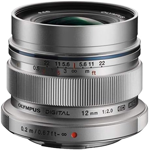 【美品】OLYMPUS M.ZUIKO DIGITAL 12mm F2.0 OLYMPUS M.Zuiko Digital ED 12mm f2.0 Lens - SILVER - Micro Four