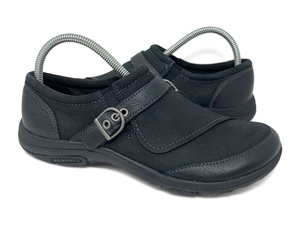 Merrell Dassie Buckle Black Leather Slip On Comfort Shoes J69078 Women's Sz  7.5 | eBay