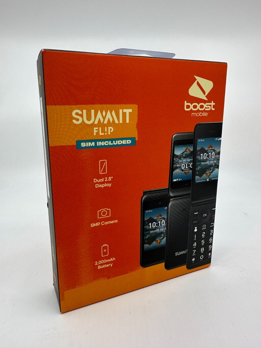 New/Sealed - Boost Mobile Summit Flip, 8GB, Black - Prepaid Phone