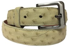 Mens Off White Genuine Ostrich Skin Dress Belt Leather Western Cowboy Size 38