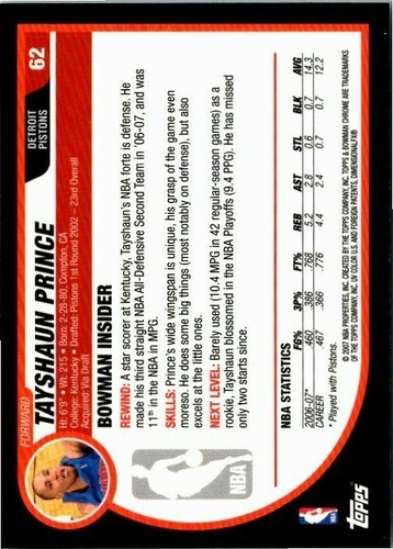 2007-08 Bowman Chrome Basketball -Pick Choose Your Cards  - Picture 51 of 117