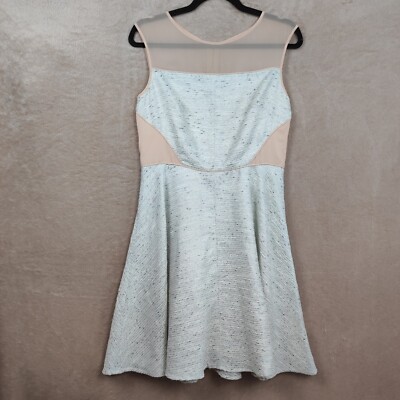 Coast Womens Size UK 12 Dress Cream Silver Metallic Tweed Style Mesh Detail  Glam | eBay
