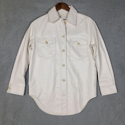 Aritzia The Ganna Wilfred Shirt Jacket Womens XS Pink Faux Leather Button-Front