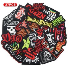 27pcs Random Lot Rock Band Patches Iron on Music Punk Roll Heavy Metal Sew