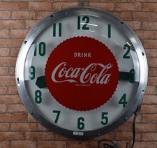 Drink Coca Cola Round Lighted Clock Modern Clock Company - 22 Inches Tall