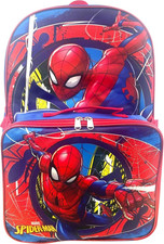 Spiderman Boy'S 16 Inch Backpack with Removable Matching Lunch Box Set Blue-Blu