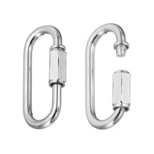 2pcs Chain Connector 6mm Oval Shape Quick Link Screw Lock Clips Chrome Color