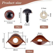 100 Sets Safety Eyes Craft Eyes with Eyelid Buckles Stuffed Animal Eyes Croch...