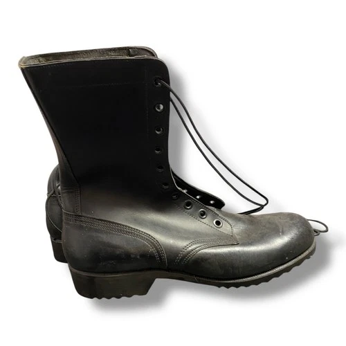 VTG 1971 U.S. Military Black Leather Combat Boots 12R Vietnam Era PJ 8-70