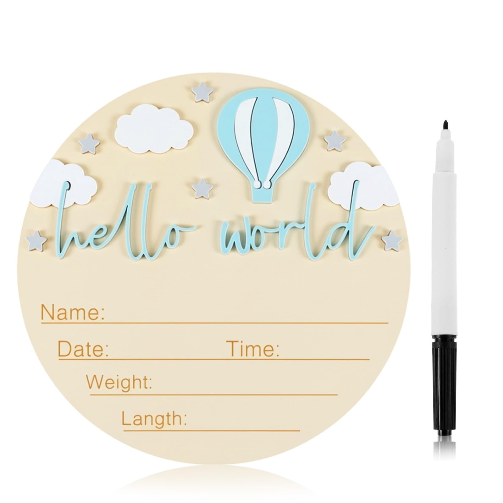 Cartes de jalon en bois pour bébé Hello World pour noter facilement l'évolution mensuelle