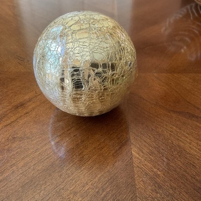 Mosaic Gold Sparkling Crackle Glass Resin Decorative Decor Ball Orb Sphere 4  