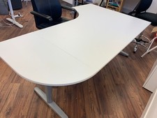 Used second hand preowned white ikea corner l shape desk table 200cm x 120cm