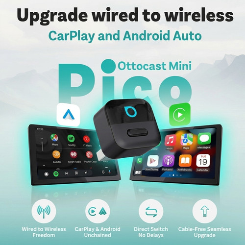 OTTOCAST Mini Pico Adattatore Wireless CarPlay Android Auto 2026