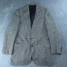 Vintage Burberrys Blazer Mens 44 Gray Check 100 Silk Sport Coat Made USA