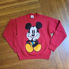 Vintage Disney Mickey Mouse Double Sided Red Medium Sweatshirt Mickey 90 s