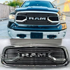 Front Grille for Dodge RAM 1500 2013-2018 Big Horn Bumper Grill Chrome W/Letters