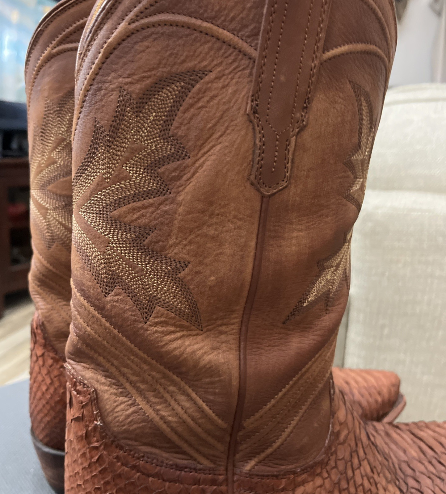 Tecovas Genuine Python Boots Pointed Toe Dark Tan… - image 8