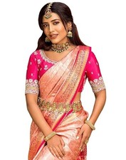 Women's Soft Banarasi Silk Jacquard Saree with Unstitched Blouse Piece