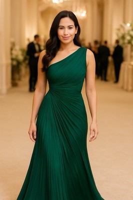 green petite wrap dress Off-Shoulder Dress – SHE Brand main image 1