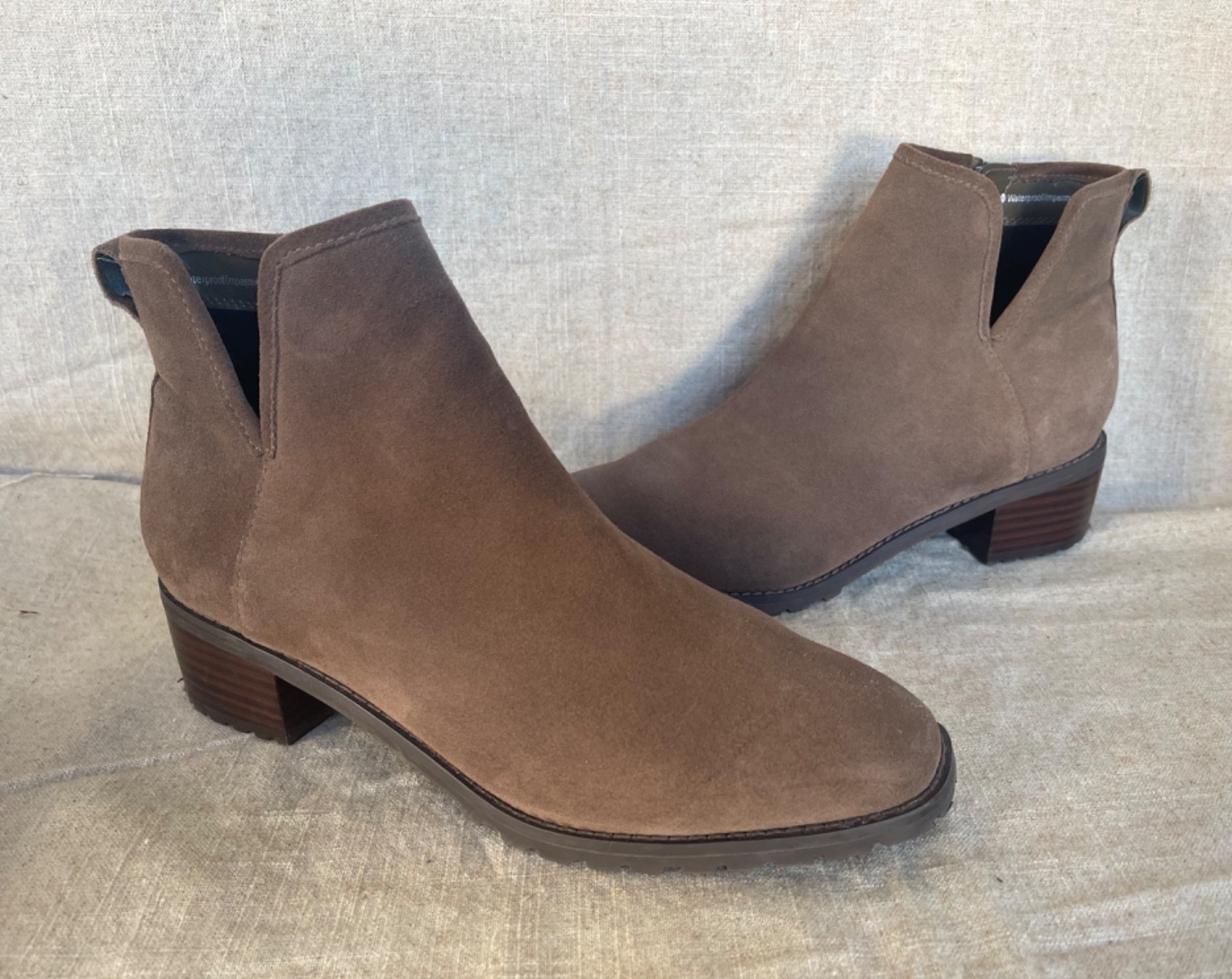 SAOLA Stivaletto stivaletto biondo marrone NuBuck scamosciato cerniera laterale suola gomma 9 5 m