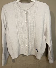 11 BY BORIS BIDJAN SABERI Oatmeal Button Up Cable Knit Cardigan Women's Small