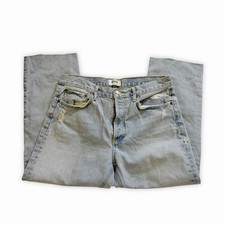 AGOLDE Parker Jeans Light Wash High Rise Straight Leg Size 30 Button Fly Raw Hem