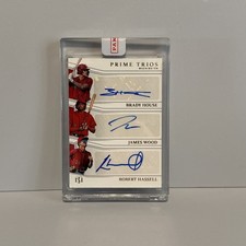 2023 Panini National Treasures MLB Prime Trios House Wood Hassell #PT-WAS 3/7