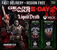 Gears Of War E-Day x Liquid Death Chainsaw Flex Banner Emblem Legendary XBOX