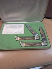 Kissing Crane stag handle pocket knife pair unused SOLINGEN made, 70s-80s era