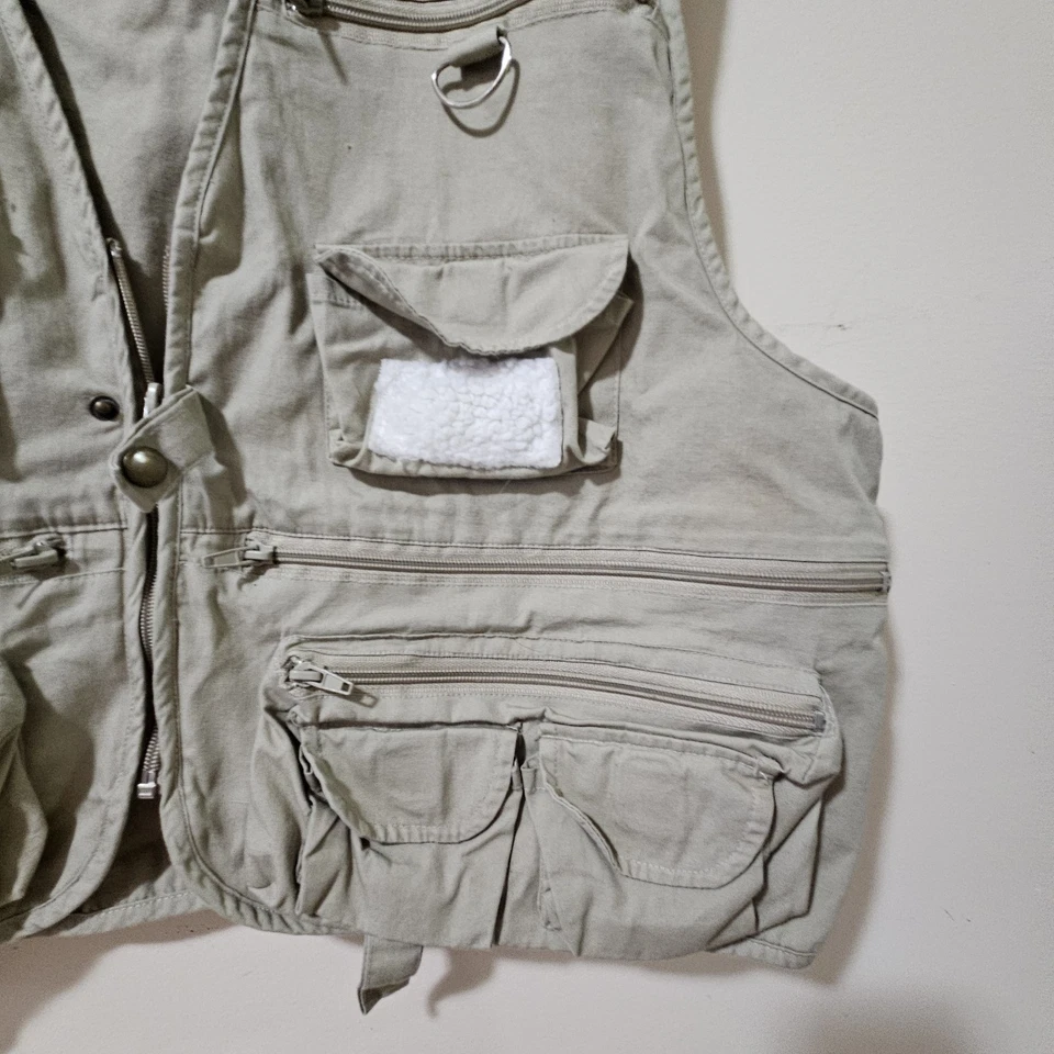 Crystal River Fishing Camping Vest Zip Up Adult w/Pockets Khaki Cotton Size XL - Image 4 of 4