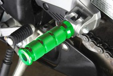 BikeTek Alloy Round Sports Motorcycle Footpegs Yamaha Rider Green