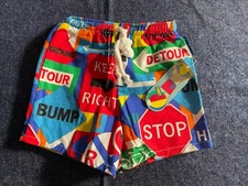 Vintage 90s OskKosh B'Gosh 2T Shorts Made USA Colorful Traffic Signs Print NWT