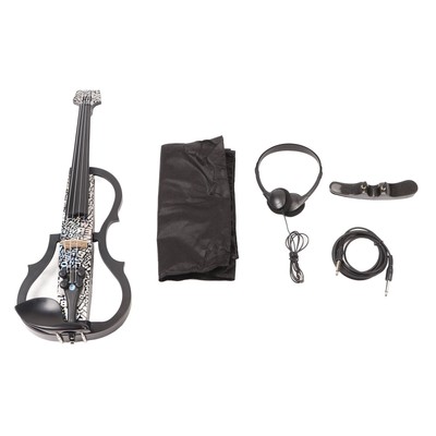 E-Violine 4/4 Full Size Silent Carbon Fibre Mit Ahorn-Fittings White Letters LIF