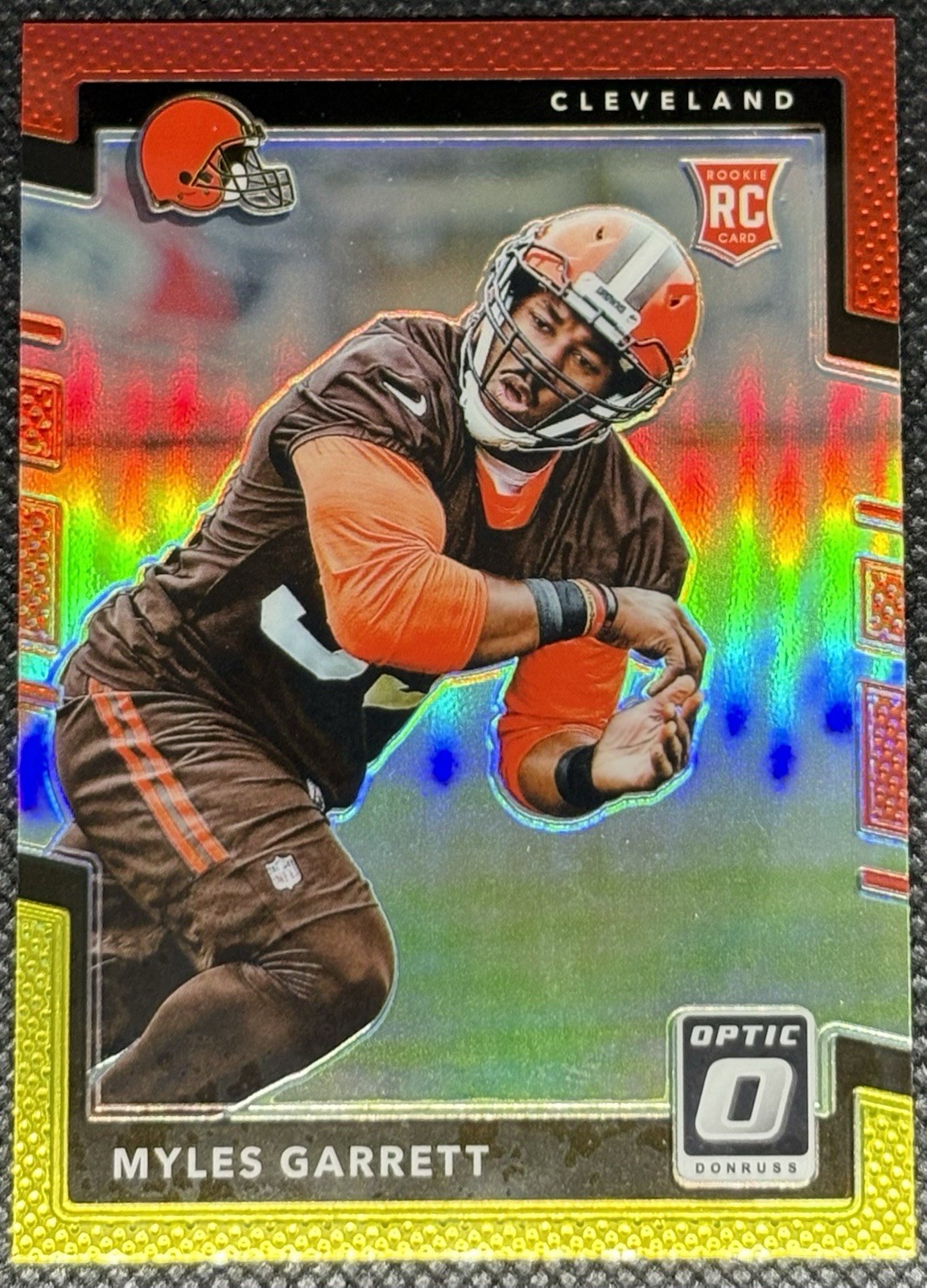 Myles Garrett 2017 Donruss Optic #106 Rookie RC Red and Yellow Prizm Browns