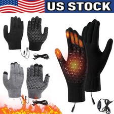 Heated Gloves Electric Rechargeable Battery Hand Warm Windproof Thermal Winter